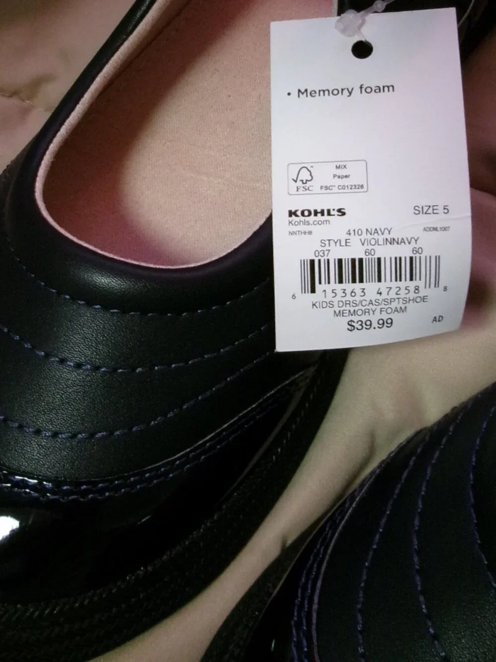 NWT Big Girl's Size 5 Navy Violin Shoes